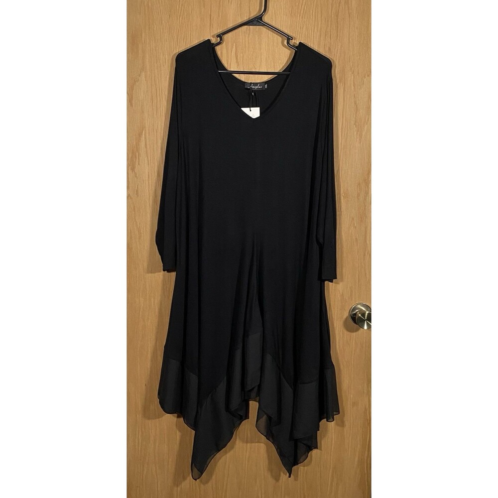 Women's 5X Black Tunic Top Stretch WhimsiGoth Asymmetrical Sheer Fairy Grunge